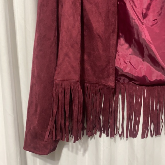 Marc Bouwer Maroon Velvet Fringe Blazer - Picture 2 of 4